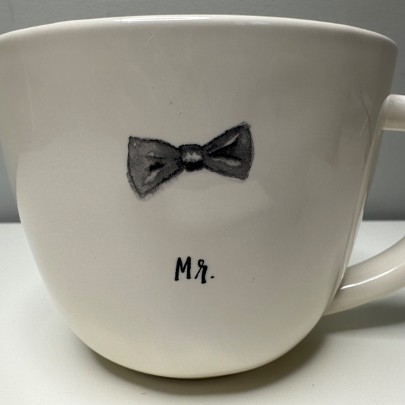 Rae Dunn Mr. Mister Bow Tie Coffee Mug Gray Inside By Magenta Typewriter Font - Picture 2 of 8